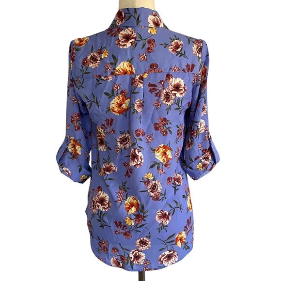 IZ BYER Purple Floral Button Down Blouse Size XS Spring Business Casual NWOT - Picture 4 of 8